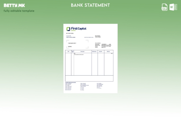 Модерен стил Шаблон за зборови за извод од банкарска сметка на Zambia First Capi